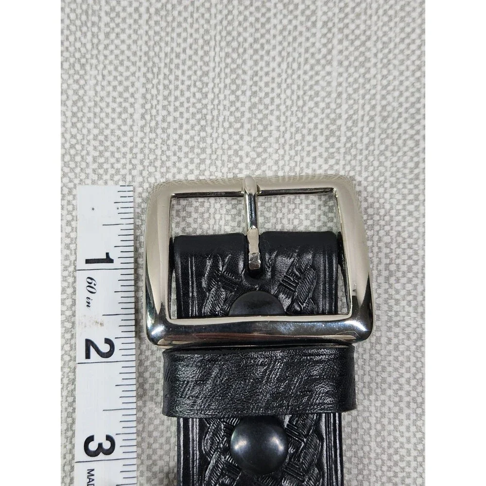 Krasnes Triple K Size 42 Black Leather Belt Brass Buckle Law Enforcement Western